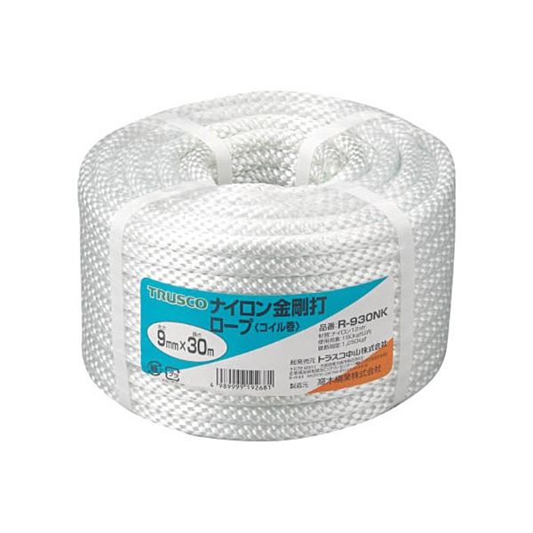 TRUSCO ナイロン金剛打ロープ 9mm&times;30m コイル巻 R-930NK 1巻｜DECO MAISON