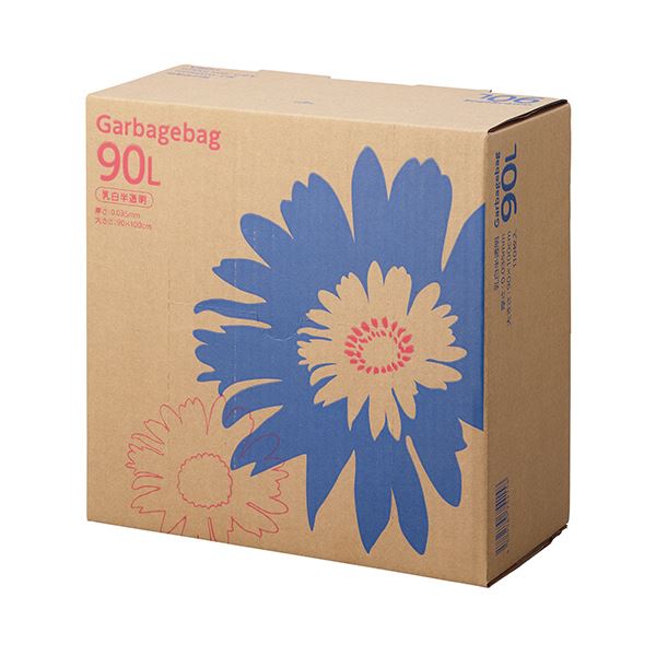 (まとめ)TANOSEE ゴミ袋 コンパクト乳白半透明 90L BOXタイプ 1箱(110枚)【×2セット】