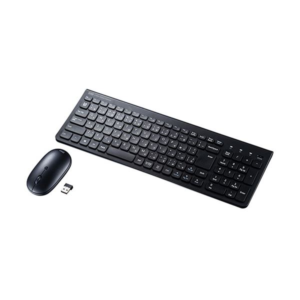 サンワサプライ マウス付きワイヤレスキーボード テンキー付き ブラック SKB-WL31SETBK 1セット【日時指定不可】