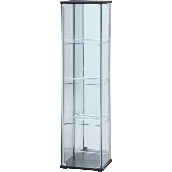 コレクションケース 約幅42.5×奥行36.5×高さ162cm 4段 ブラック 強化ガラス 背面ミラー LED ディスプレイケース リビング【代引不可】