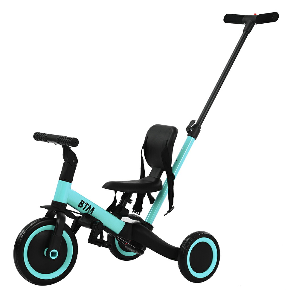 国内出荷！三輪車 4in1 子供用 押し棒付き 三輪車のりもの キッズ 幼児 おもちゃ 屋外 公園 プレゼント 男の子 女の子 1歳 2歳 誕生日 安全 成長対応 折りたたみ コンパクト 収納 軽量 バスケット サドル調整 シートベルト パパママコントロール 6,795円