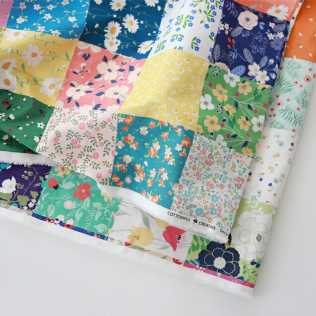 楽天市場 生地 布 入園入学 北欧風コットン 幅110cm In The Garden パッチワーク柄 抗菌 消臭加工 10cm単位販売 女の子 北欧 花 葉 ピンク 赤 青 10cm四方 はぎれ 花柄 おしゃれ かわいい デコレクションズ 生地 布地