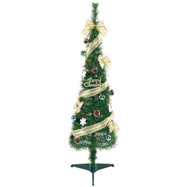 NEW 120cmスパイラルツリーセット※他商品と同梱不可 6014 クリスマス ツリー デコレーション 装飾 飾り 緑 グリーン 手間なし 簡単 飾り付き スパイラル