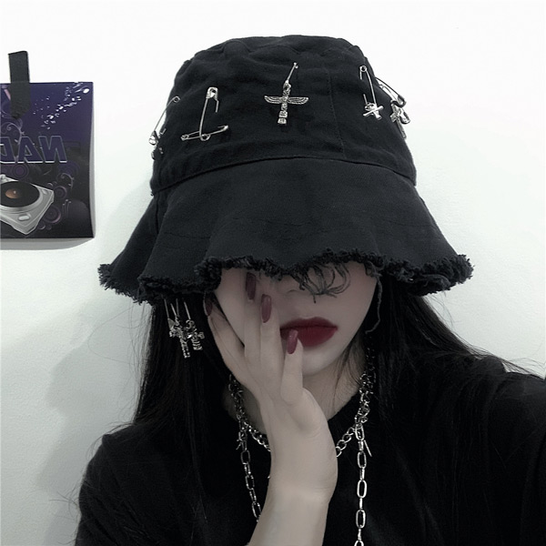 楽天市場】フリンジ バケットハット 黒 ブラック 無地 シンプル 帽子