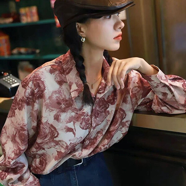 古着 花柄 総柄 バラ柄 薔薇柄シャツ ヴィンテージ LADMUSICIAN lll278-1.jpg