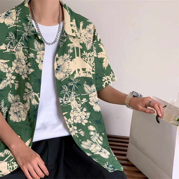 ラコステ LACOSTE ゴルフシャツ アロハシャツ 半袖シャツ 総柄 ラコステ LACOSTE ゴルフシャツ アロハシャツ 半袖シャツ 総柄