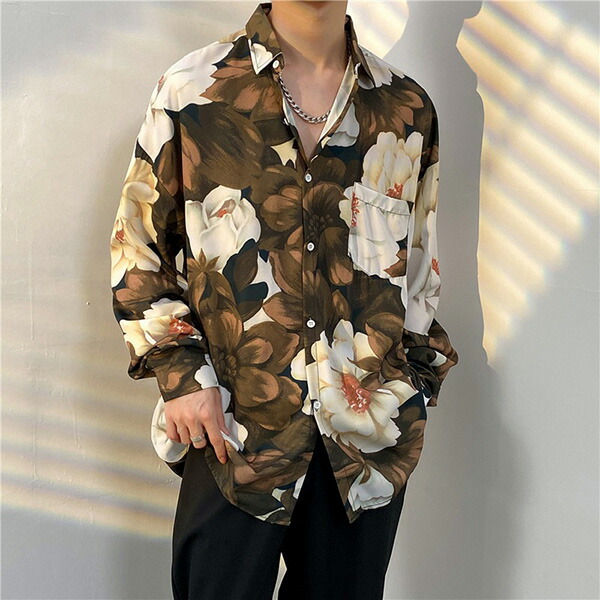 セクシー 長袖 シャツ ゾートシャツ 花柄 韓国ファッション t6984_0.jpg