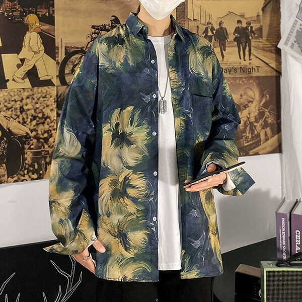 楽天市場】柄シャツ ジャカード 花柄 フラワー ゴブラン 植物柄