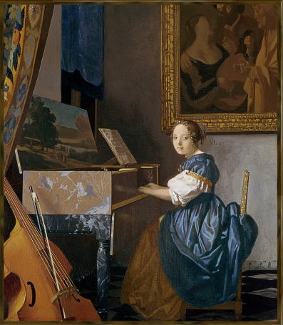 ワイングラスを持つ娘 フェルメール Johannes Vermeer 手描き
