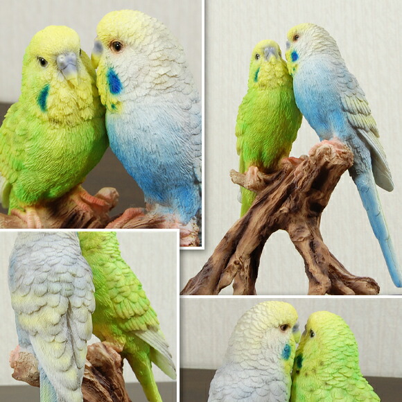Pair Parakeets ペア パラキート 仲良しインコの置物 本物のような色鮮やかな鳥の置物 トリ オブジェ 飾り アンティーク 雑貨 アンティーク風 動物 アニマル リアル 北欧 ブルー グリーン ペアインコ おしゃれ Crunchusers Com