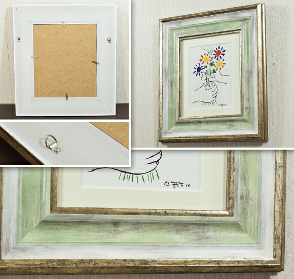 楽天市場 ブーケ 花束を持つ手 パブロ ピカソ アートフレーム 絵 壁掛け 複製 壁飾り 洋画 名画おしゃれ アンティーク アンティーク風 雑貨 グリーン ホワイト Decor Plus