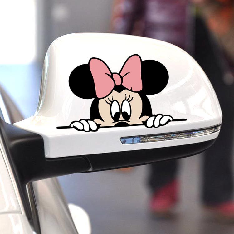 【送料無料】Mickey mouse　ひょっこりミニー ディズニー　自動車 バイク用ステッカー カーステッカー こどもが乗っています　baby in car　14*7cm G24画像