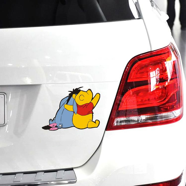 楽天市場 送料無料 Pooh くまのプーさん ぷーさん ウォールステッカー ディズニー 自動車 バイク用ステッカー カーステッカー 19 6cm左右対称2枚セット 黒or白 G210 Decoste