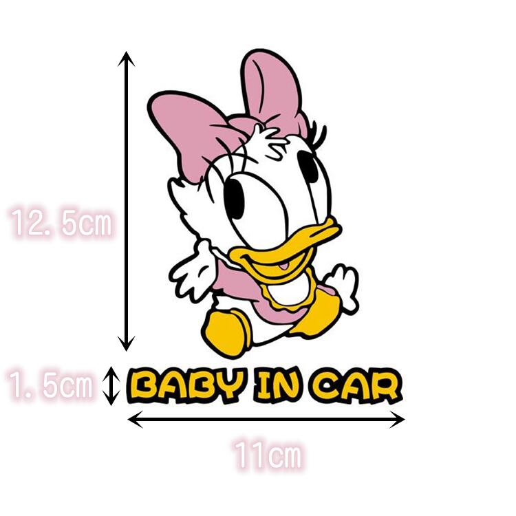 楽天市場 送料無料 Mickey Mouse ベビー デイジーダック ディズニー 自動車用ステッカー 赤ちゃん こどもが乗っています Baby In Car 11 14cm G108 Decoste