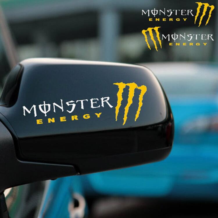 楽天市場 送料無料 Monster Energy Sticker モンスターエナジー 自動車 バイク用ステッカー カーステッカー 5 14 5cm 左右対称2枚 イエロー 黒文字 白文字 G165 Decoste