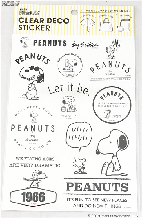 楽天市場 送料無料 スヌーピーモノトーン ピーナッツ Peanuts 貼って剥がせる クリアデコステッカー ウォールステッカー Pvc 壁紙 H148 W250mm Pwd18 Decoste