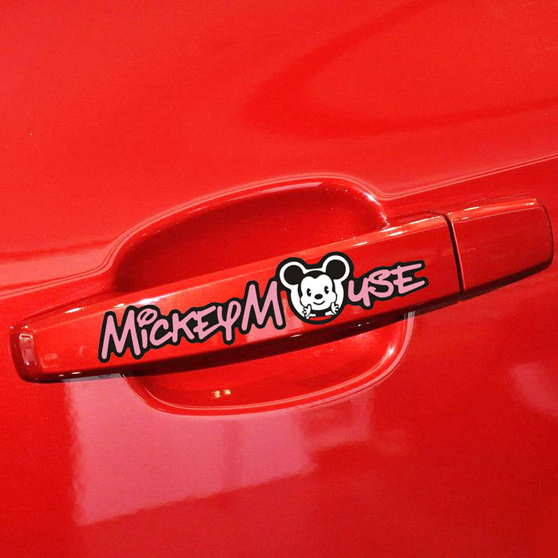 【送料無料】Mickey mouse　ミッキー　ディズニー　ドアノブ　ステッカー こどもが乗っています　baby in car　自動車 バイク用ステッカー カーステッカー 11.5*2.5cm*4枚 G35画像