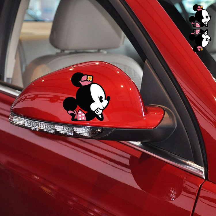 楽天市場 送料無料 ほおづえ ミニーマウス Minnie Mouse ミニー ディズニー 自動車 バイク用ステッカー カーステッカー 8 8cm 左右対称2枚セット G221 Decoste