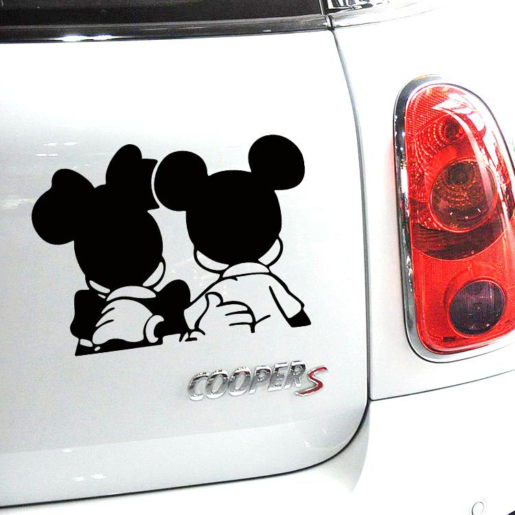 楽天市場 送料無料 肩くみミッキー ミニー Mickey Mouse Minnie Mouse ディズニー 自動車 バイク用ステッカー カーステッカー 14 10cm 選べる2色 G249 Decoste