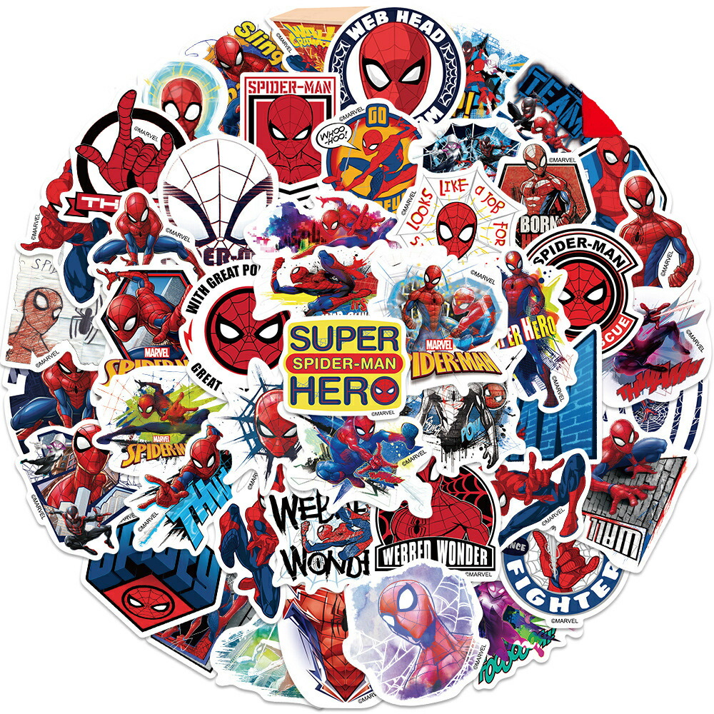 【送料無料】スパイダーマン　ステッカー　Spider-Man マーベル ディズニー ウォールスッテッカー 壁紙シール wallsticker disney 3～6cm*50枚セット　JS1画像