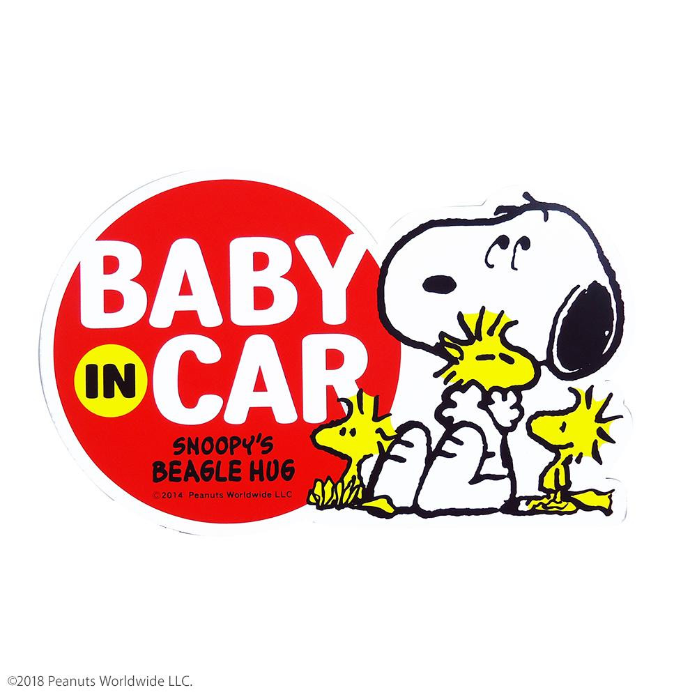 楽天市場 送料無料 Snoopy スヌーピー 可動式スイングセーフティサイン シンプル Baby In Car 吸盤取付 自動車用 ピーナッツ Peanuts カーステッカー W18 H18 D2cm Sn55 Decoste