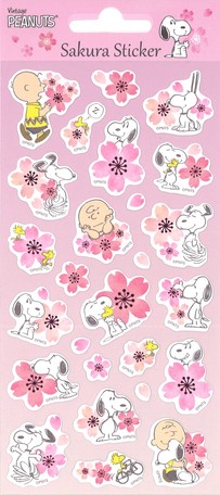 楽天市場 送料無料 スヌーピーと桜 ピーナッツ Peanuts 桜ステッカー 紙 H0 W100mm Pks244 Decoste