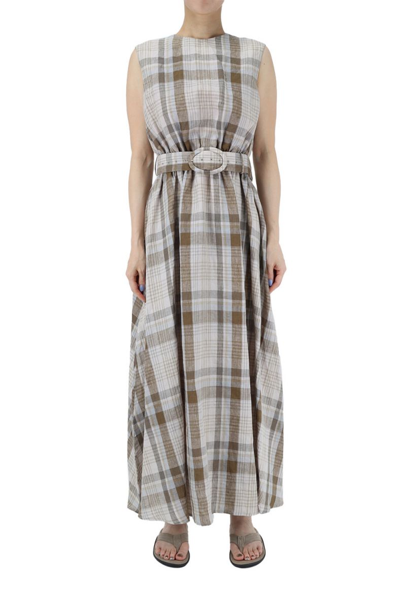 レディースファッション ワンピース ランキング上位のプレゼント Boulevard ブルーバードブルバード Bluebird 15rfadre 03c Check Beige Dress Maxi Check Madras Coloradomaternalmentalhealth Org