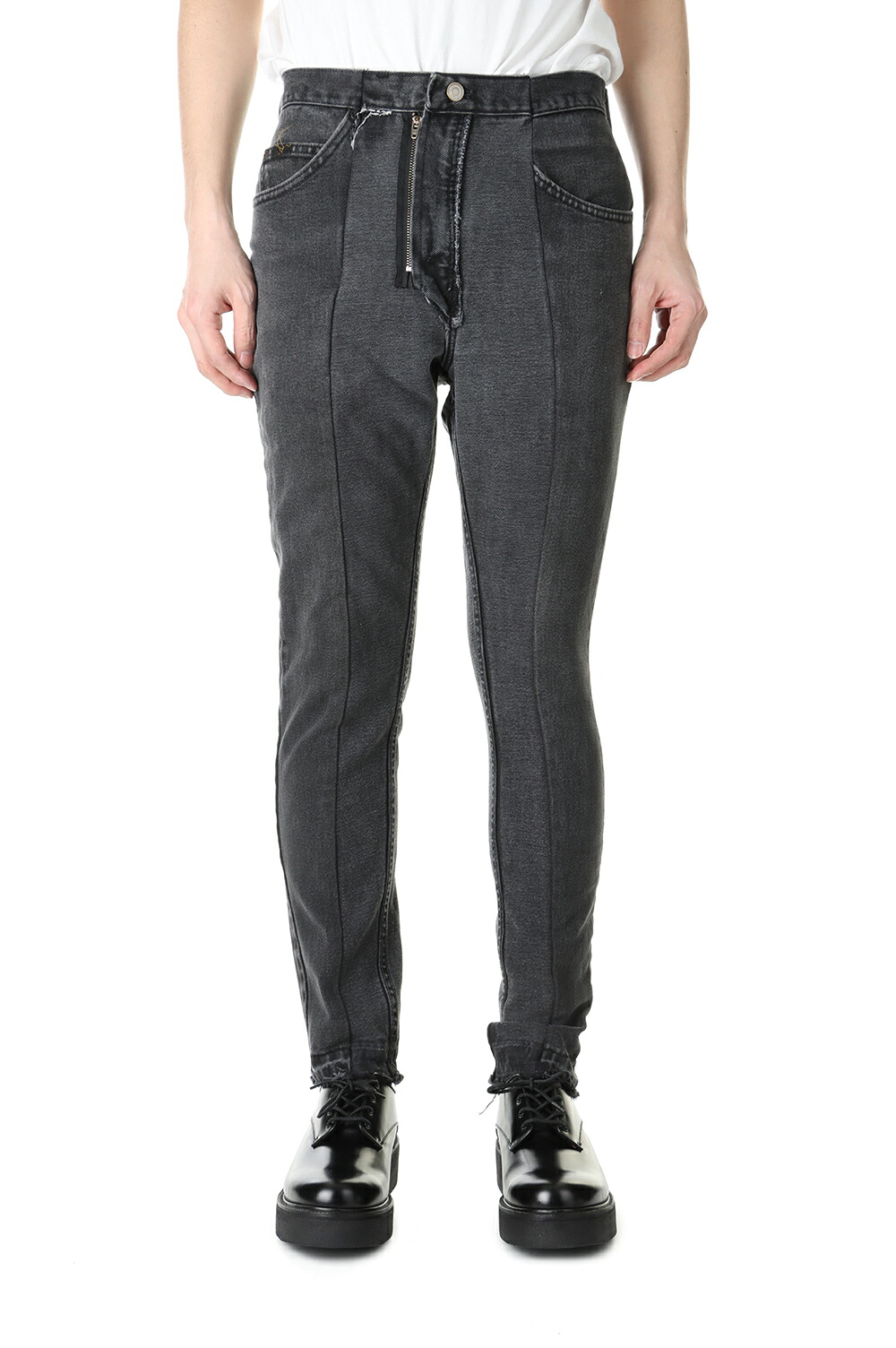 Turned over switching denim pants /Tapered-BLACK-30size(cm22ss-17) 77circa -Men-(ナナナナサーカ) 12,936円