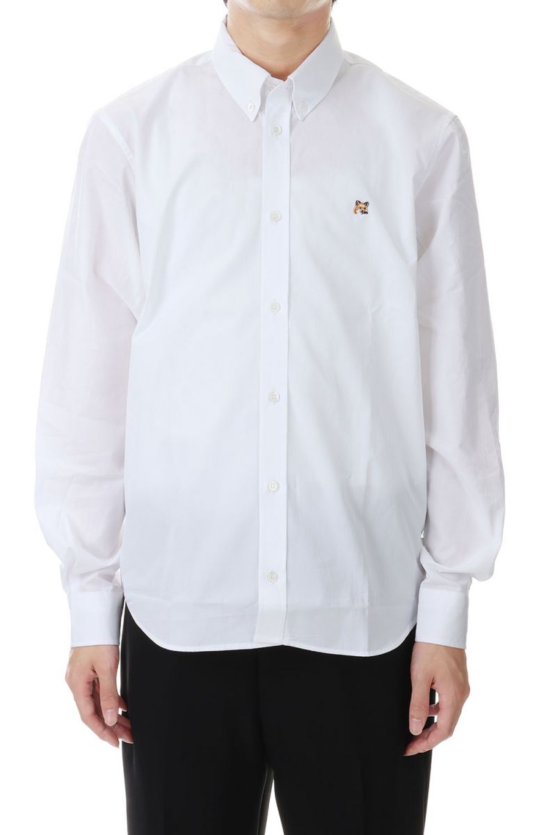 美品 メゾンキツネ メンズ 白シャツ シャツ 長袖 43 XL メゾン キツネ ジャパン エクスクルーシブ オックスフォード