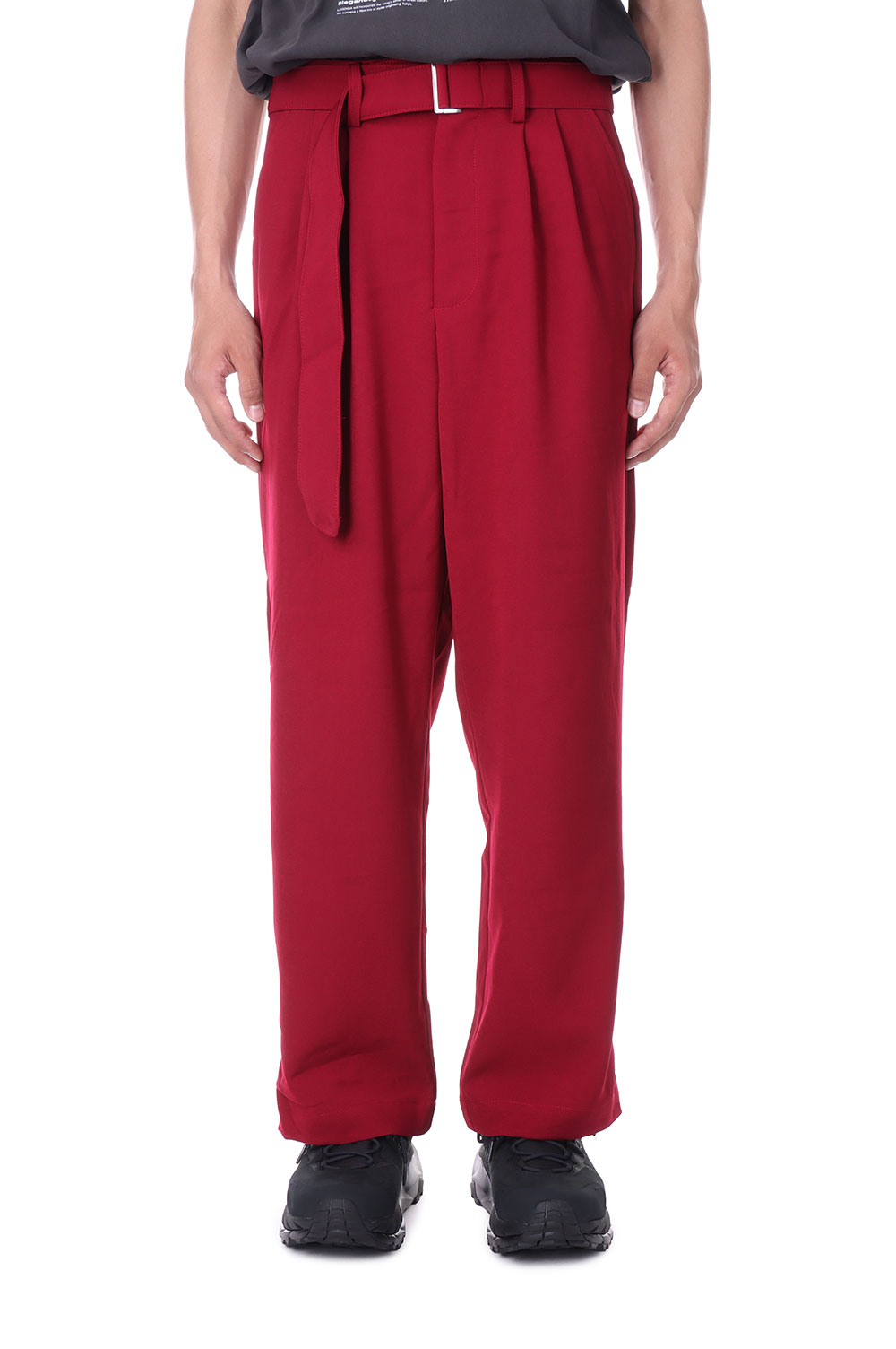 Two Tuck Belt Slacks Pants 2nd -BURGUNDY (LEP223) LEGENDA(レジェンダ)