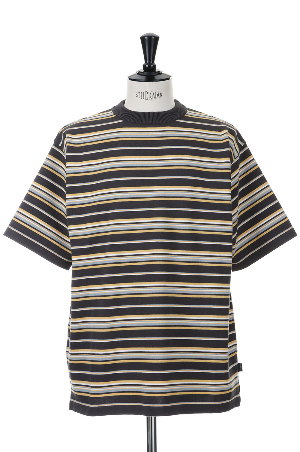 【P10倍】BORDER KNIT SS TEE / CHARCOAL（23SS-FS-12） F-LAGSTUF-F(フラグスタフ)