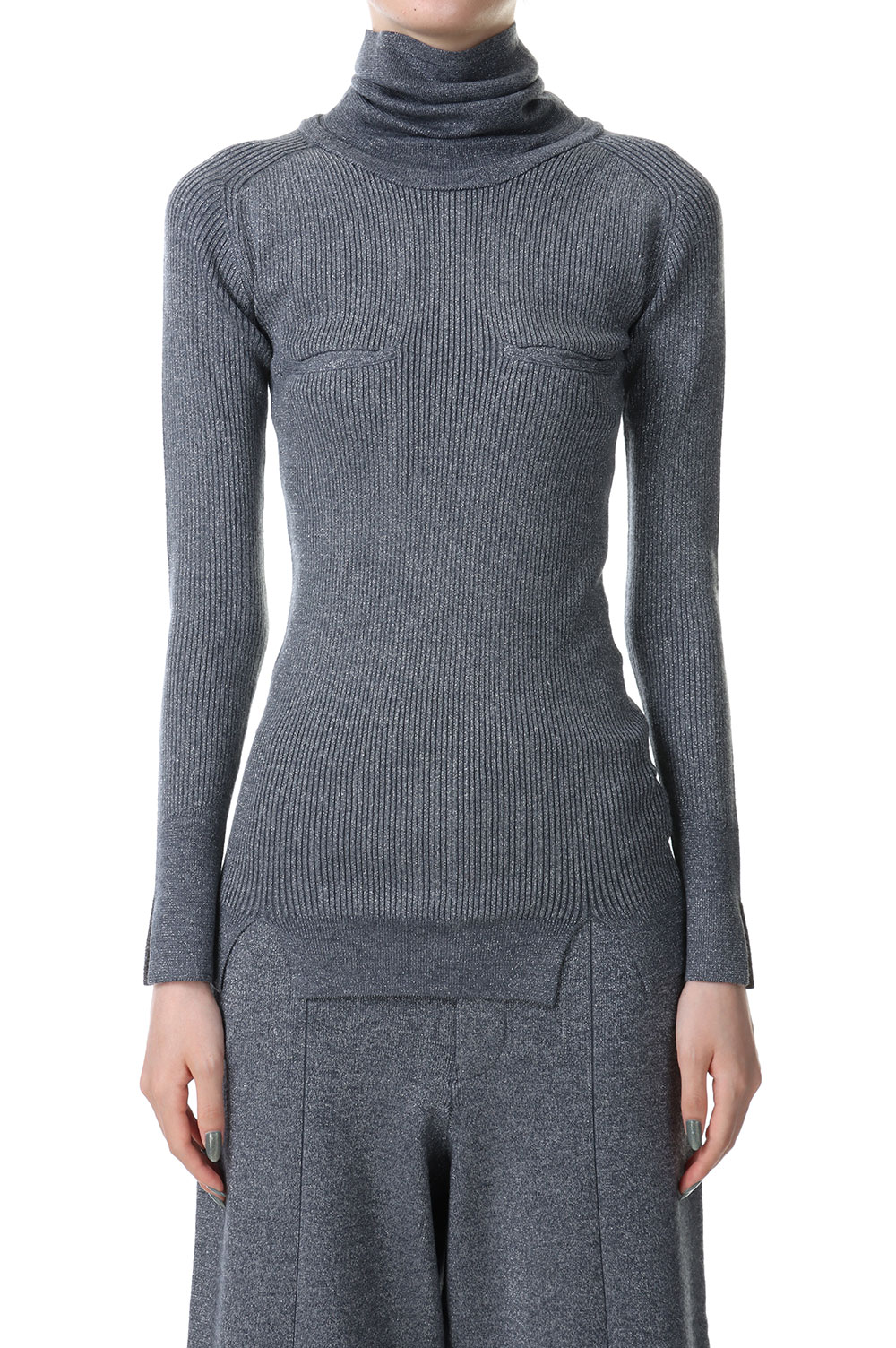 Lame Turtleneck Rib PO-SILVER(23AW-7-N) Jun Mikami(ジュンミカミ)