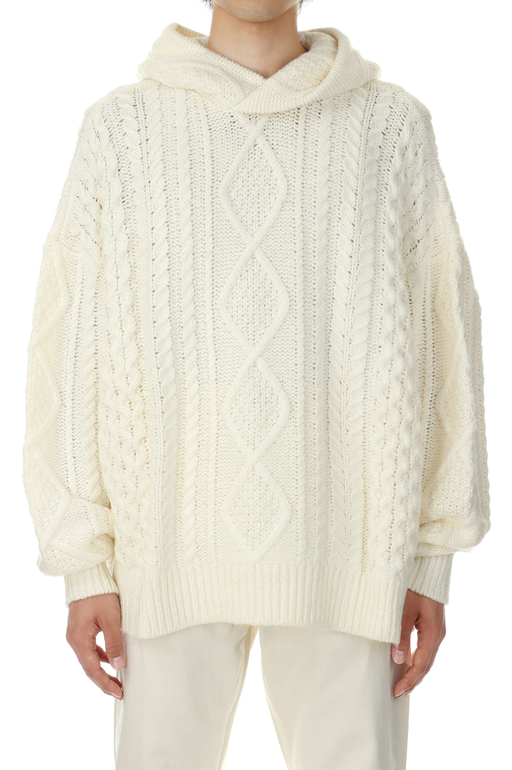 Cable Knit Hoodie/Cloud Dancer(192BT234391F) ESSENTIALS(エッセンシャルズ)