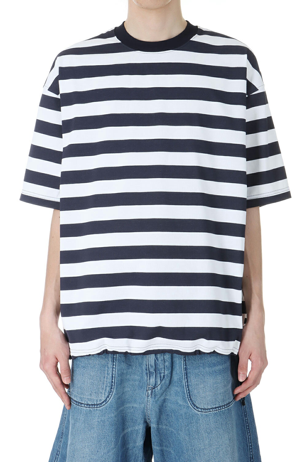 【P5倍】TECH DRAWSTRING BORDER S/S TEE - WHITE / NAVY (BE-36024) DAIWA PIER39(ダイワ ピア39)