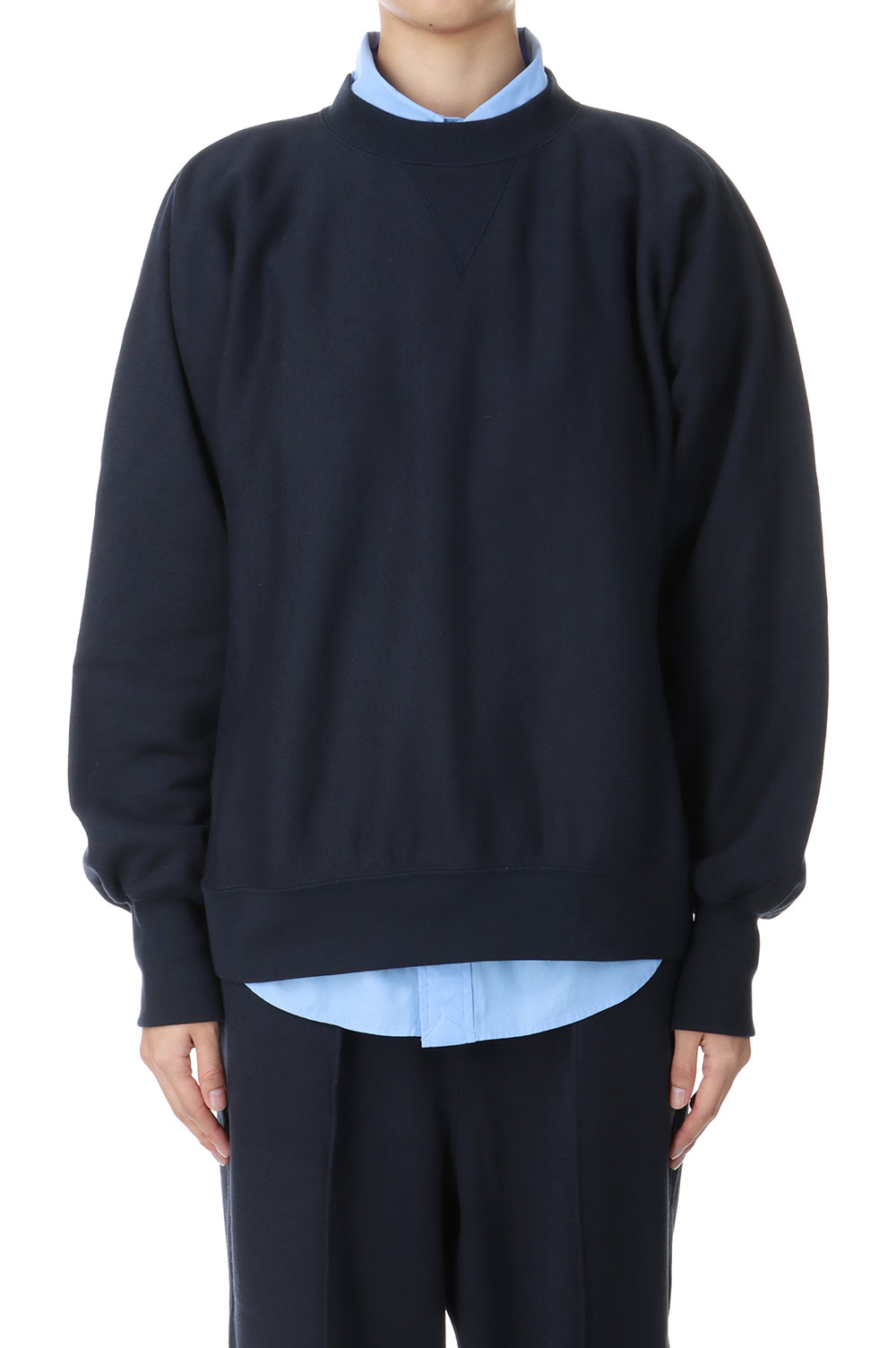 【P10倍】COTTON WOOL SWEATSHIRT -NAVY (24AMSCU10) Shinzone(シンゾーン)｜Deepinsideinc.Store