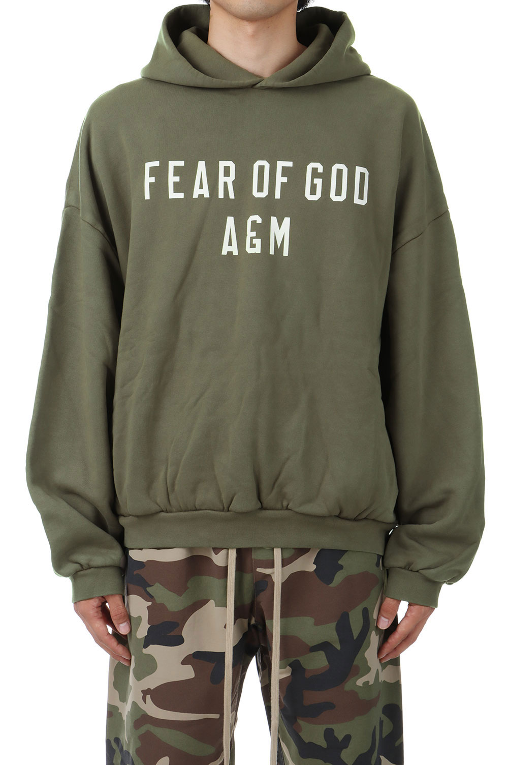 HEAVY FLEECE HOODIE / MILITARY(192BT244815F) ESSENTIALS(エッセンシャルズ)