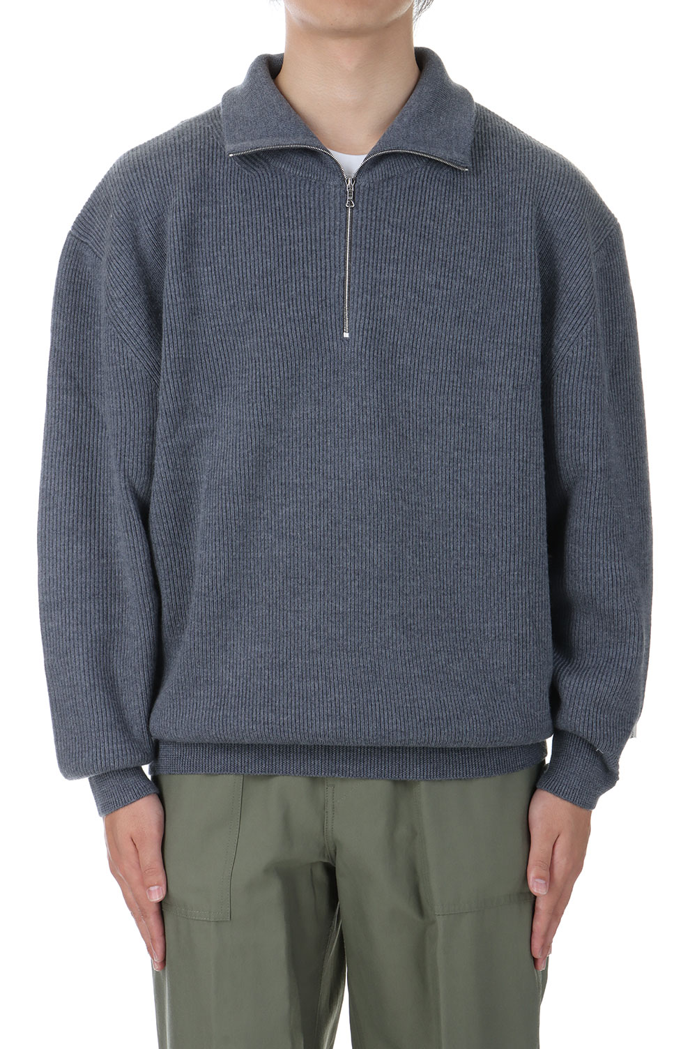 VOLUME HALF ZIP-UP KNIT - GRAY (AOEFKN006GY) ANOTHER OFFICE(アナザー・オフィス)