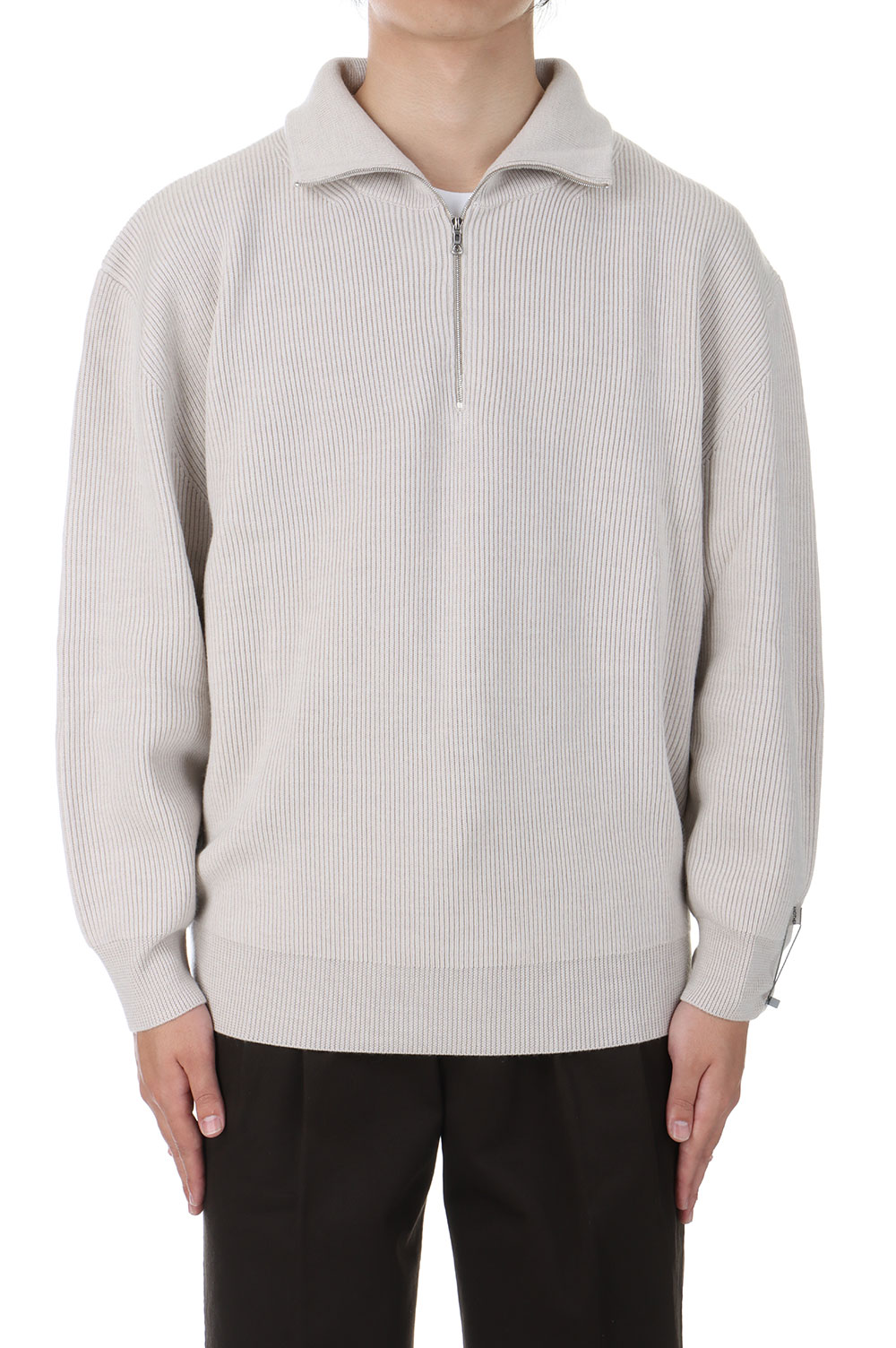 VOLUME HALF ZIP-UP KNIT - IVORY (AOEFKN006IV) ANOTHER OFFICE(アナザー・オフィス)