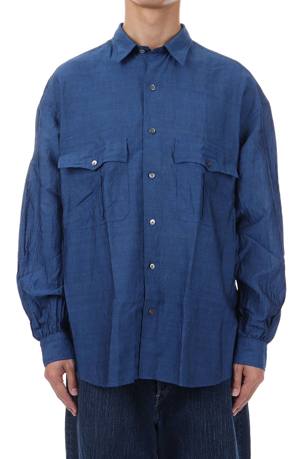 【P5倍】ROLL UP LINEN COTTON SHIRT (CANCLINI) / NAVY (パソコン-016-2765) Porter Classic(ボーイ古典派音楽)