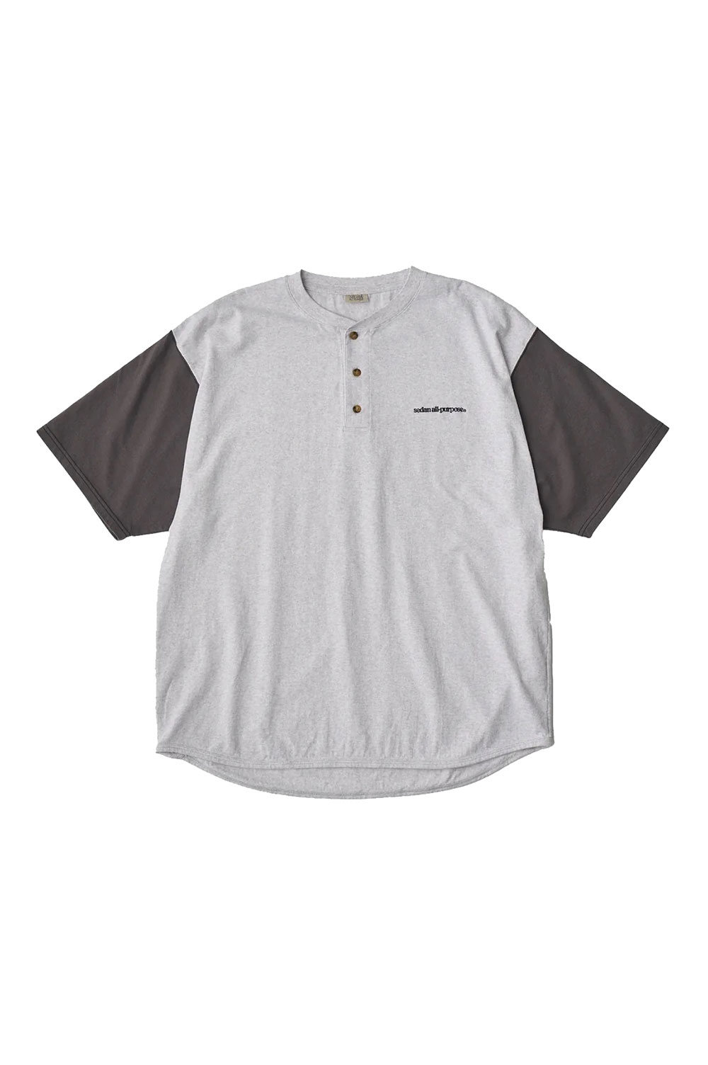 Henleyneck Baseball Tee - Ash / Charcoal (SD25S-CT05) SEDAN ALL PURPOSE(セダン オール パーパス)