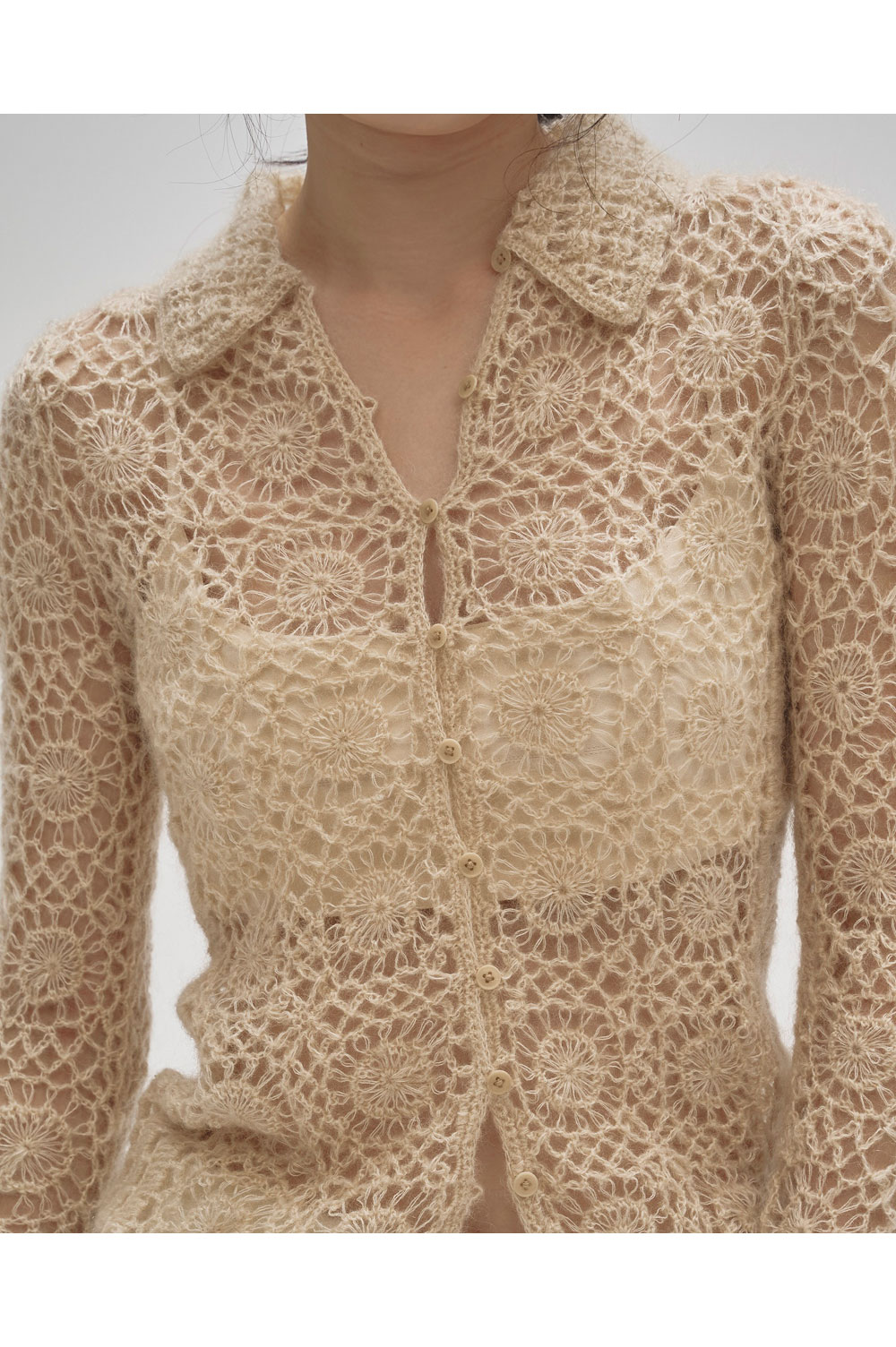 Mohair Crochet Knitshirts - IVORY (12520511) Todayful(トゥデイフル)