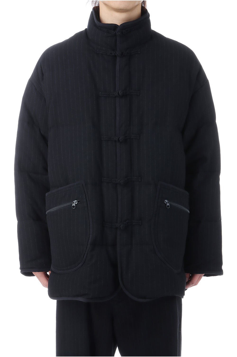 PIN STRIPE CHINESE DOWN JACKET / BLACK (PC-031-3606) Porter Classic(ポータークラシック)