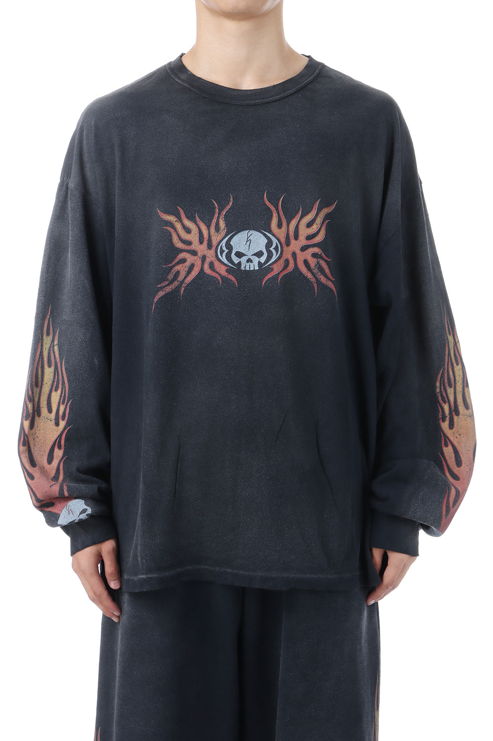 Skull Flame Distressed L/S Tee - BLACK (G15LT081) KAMIYA(カミヤ) 28,105円