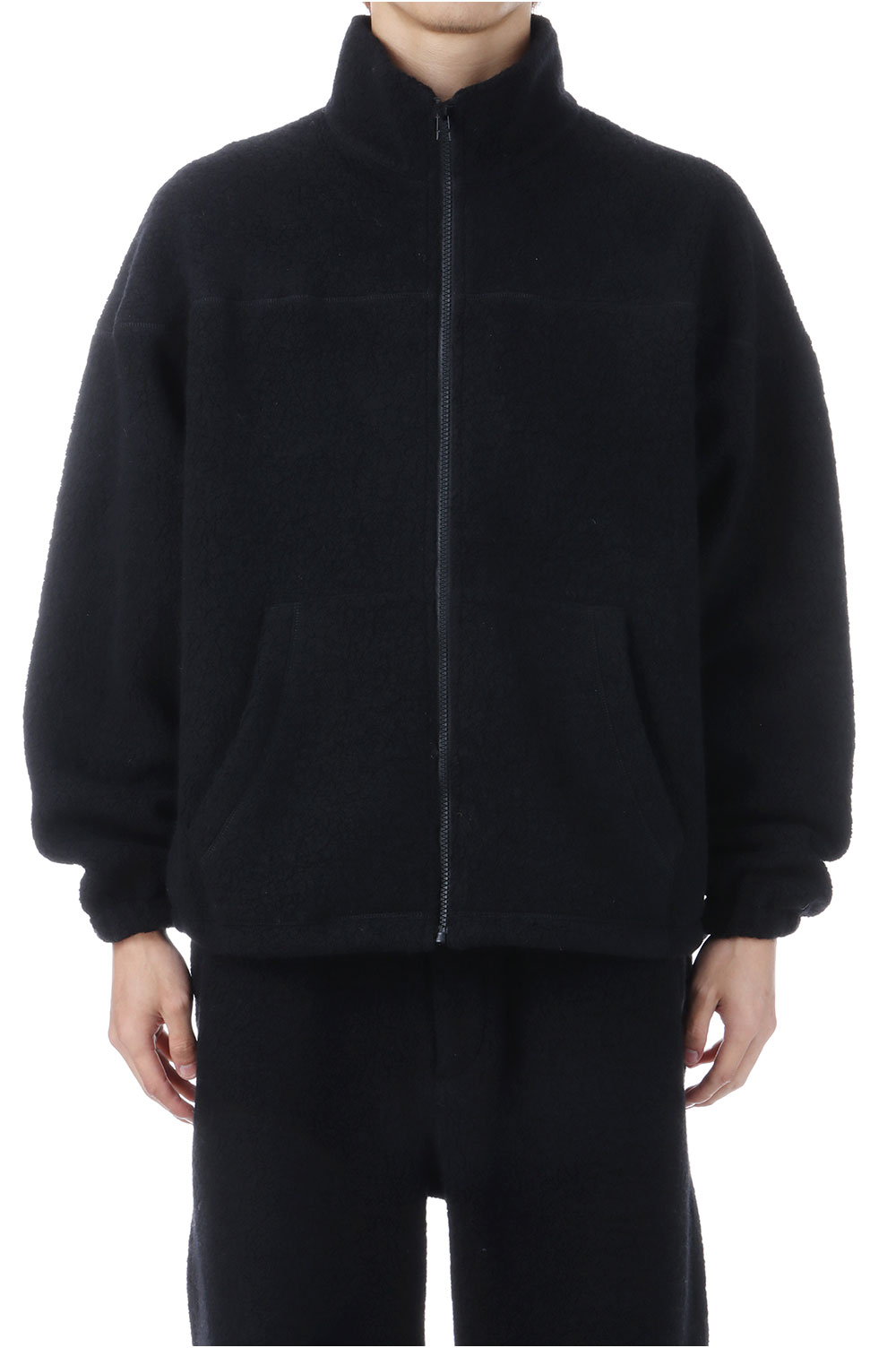 WOOL FLEECE DERBY JACKET - BLACK (253-60108) Universal Products(ユニバーサルプロダクツ)