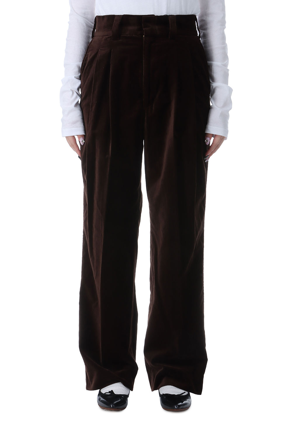 【P10倍】ORGANIC VELVET TOMBOY PANTS - BROWN (25AMSPA07) Shinzone(シン地域)