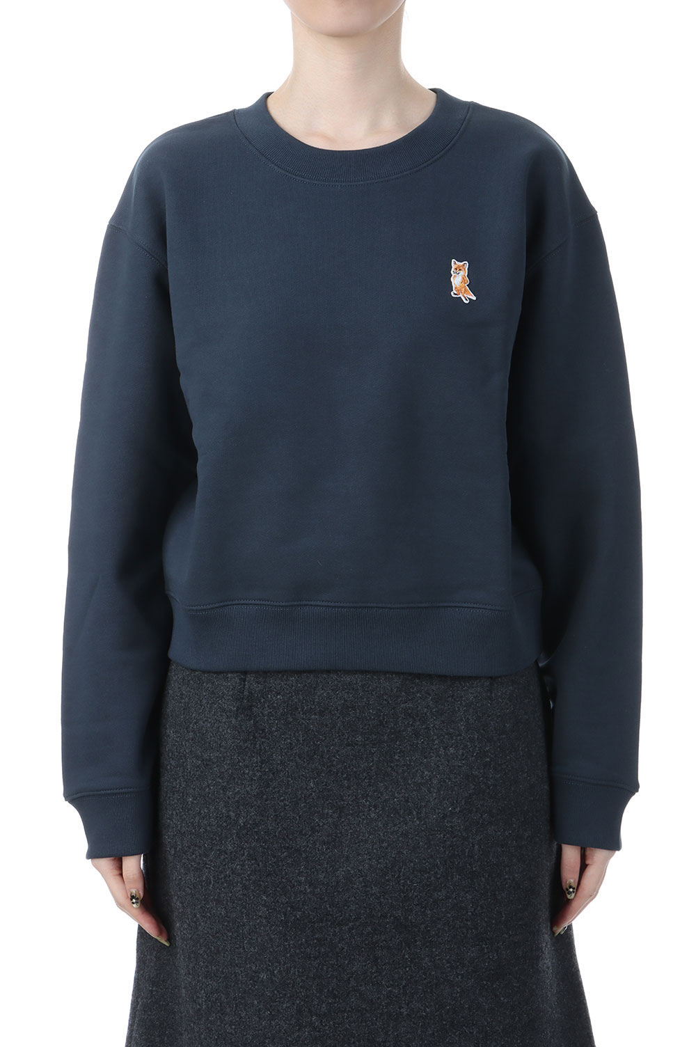 【P10倍】LADY FOX CROPPED SWEATSHIRT - DARK NAVY (PW00318KM0341) Maison Kitsune -Women-(メゾンキツネ)