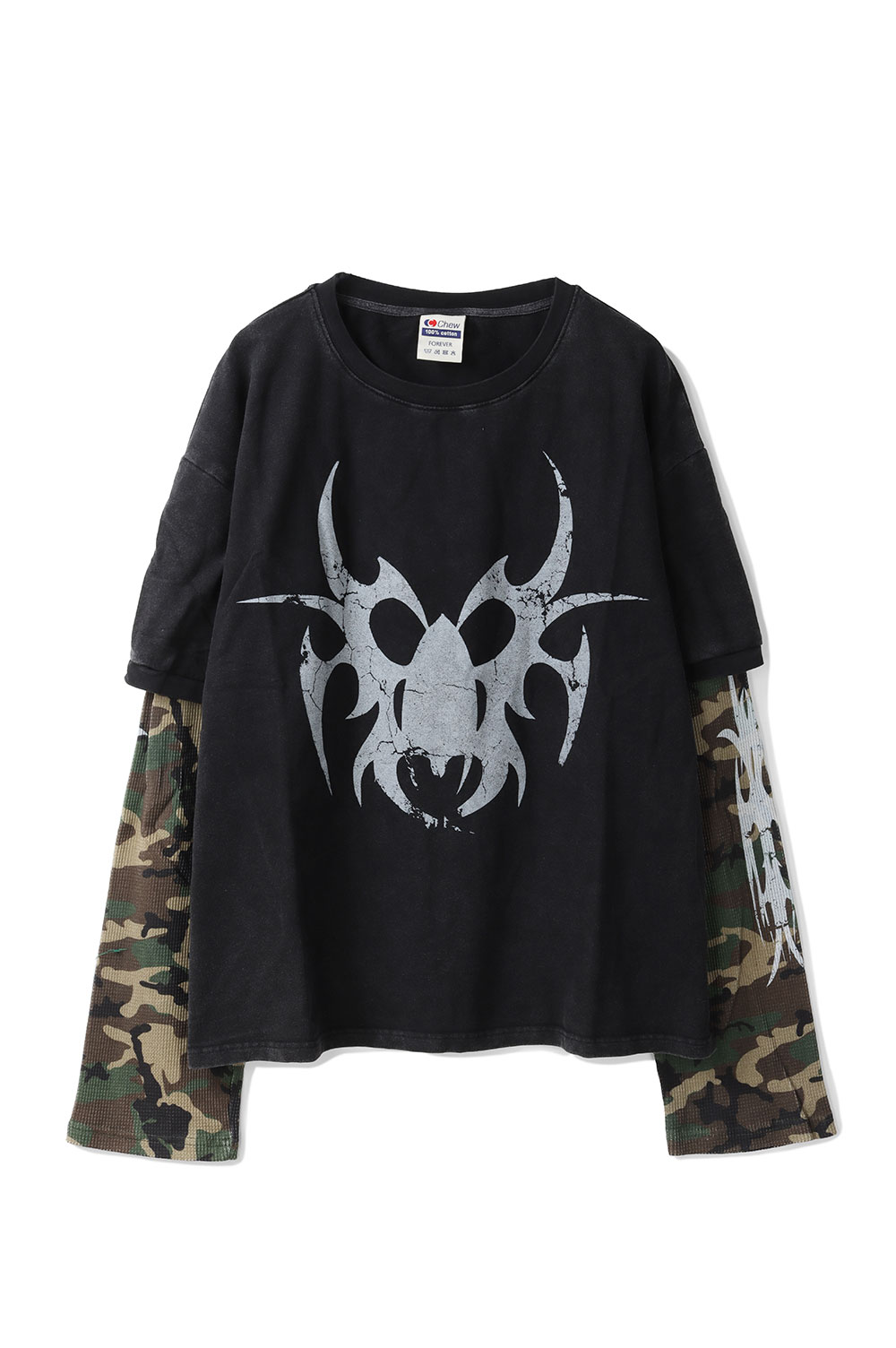 Roach Layered Longsleeve - Cream/Chainsaw (LS03) Chew Forever(チューフォーエバー)