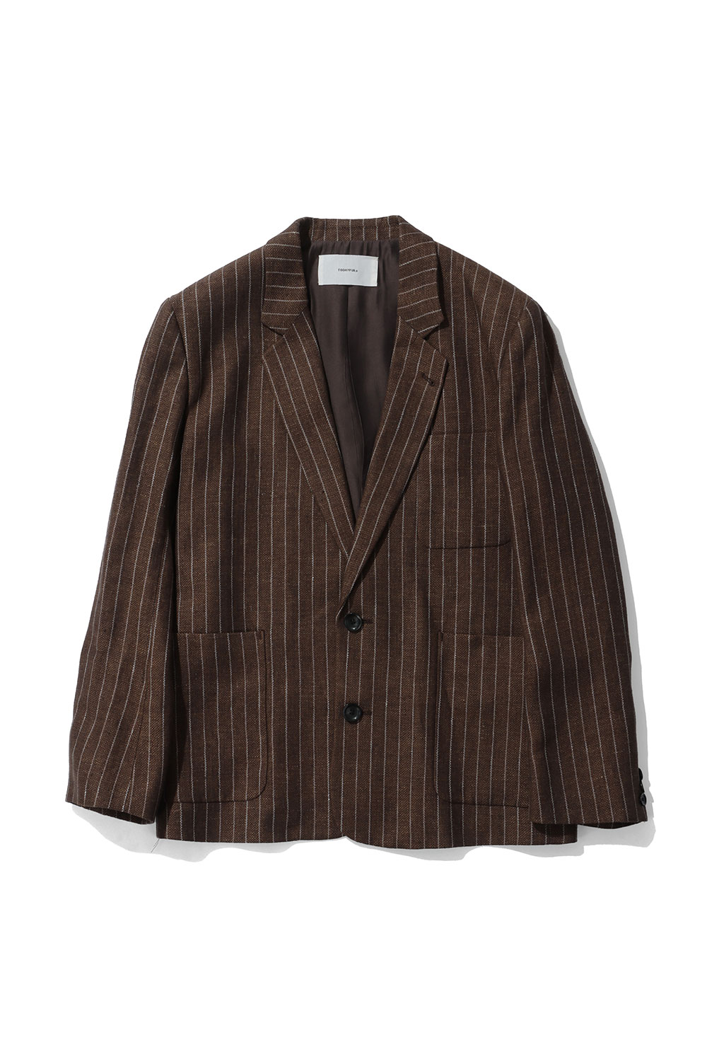 Boyfriend Stripe Linen Jacket - BROWN (12610108) Todayful(トゥデイフル)｜Deepinsideinc.Store
