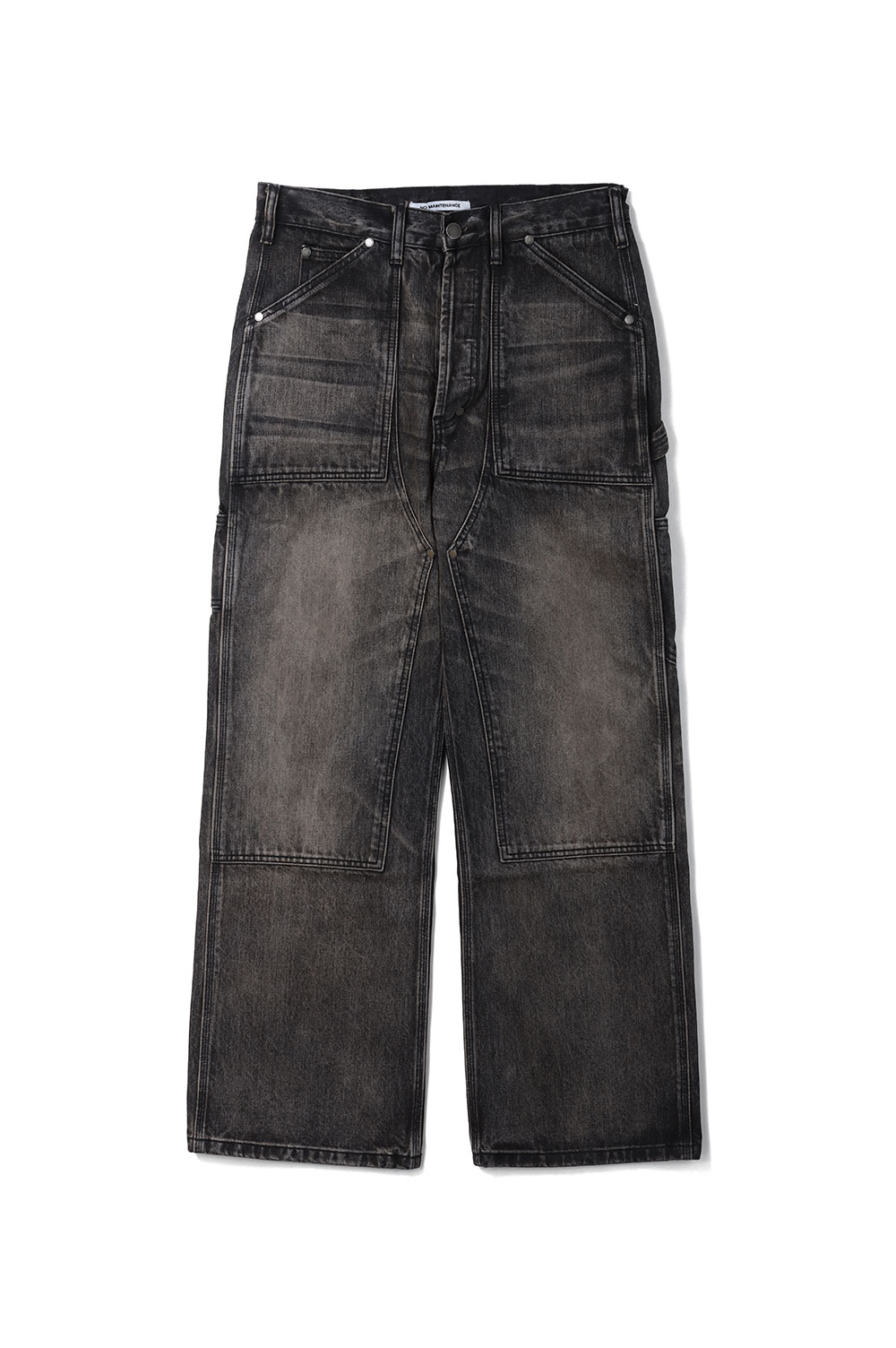 JAPANESE DENIM DOUBLE KNEE - MUD WASH BLACK (NM-0247-MWB-1) NO MAINTENANCE(ノー メンテナンス)