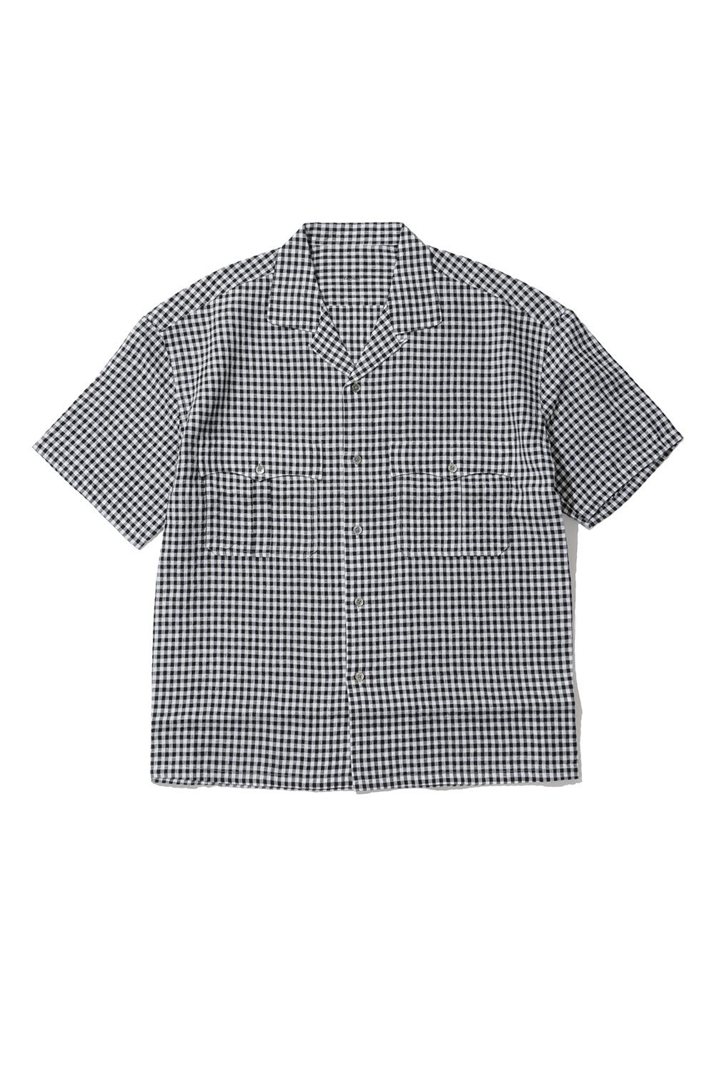 KEROUAC LINEN GINGHAM CHECK SHIRT / BLACK (パソコン-016-3979) Porter Classic(ボーイ古典派音楽)